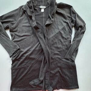 Christopher & Banks dark gray long sleeve open cardigan women’s large pockets‎